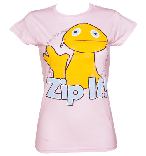 Ladies Pink Zippy Zip It Rainbow T-Shirt