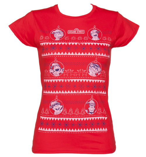 Ladies Sesame Street Christmas Jumper T-Shirt