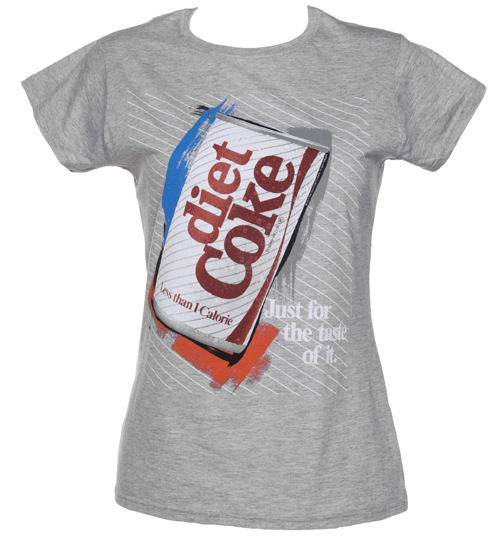 Ladies Sport Grey Diet Coke Retro Stripes T-Shirt
