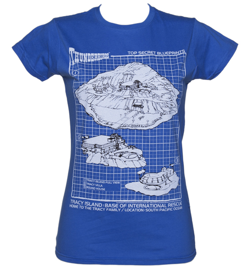 Ladies Thunderbirds Tracy Island Blueprint T-Shirt