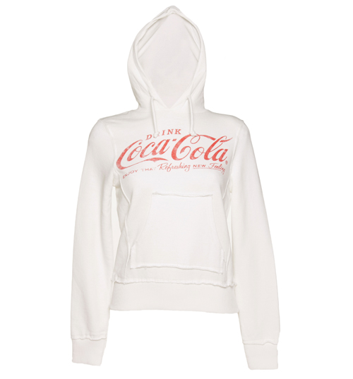 Ladies White Coca Cola Logo Hoodie