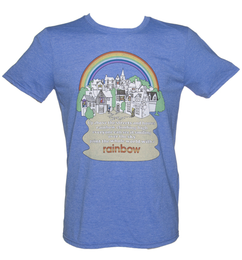 Mens Heather Blue Rainbow Theme Tune T-Shirt