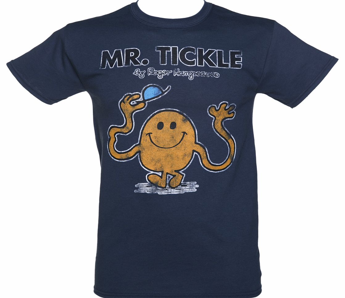 Mens Navy Mr Tickle Mr Men Heavyweight T-Shirt