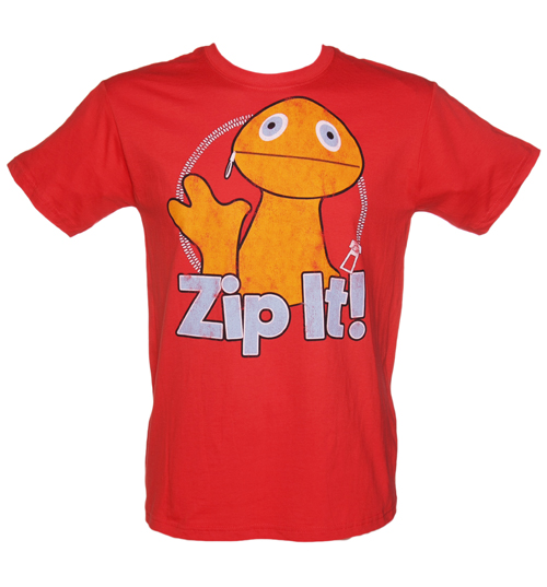 Mens Red Zippy Zip It Rainbow T-Shirt