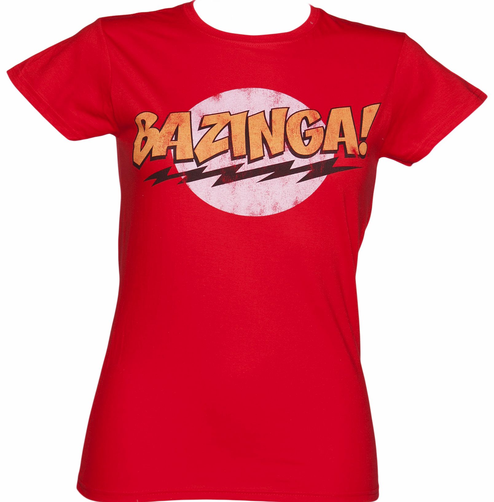 Red Ladies Big Bang Theory Bazinga T-Shirt