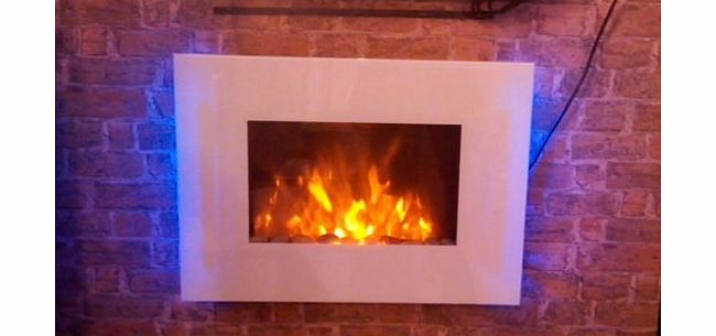 Truflame - The Electric Fire Store NEW WHITE GLASS 7 COLOUR CHANGING LED WALL MOUNTED ELECTRIC FIRE