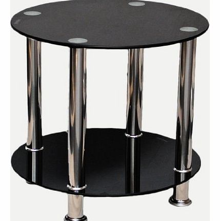 Glass coffee table in black with round shelf in toughened safety glass 8 mm new