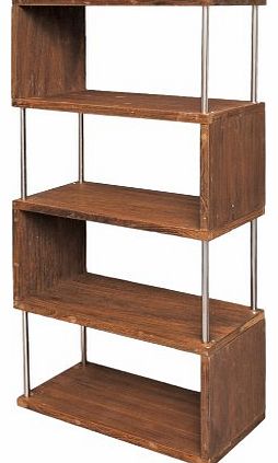 Wood room divider wall stand books 126 cm bath office shelving cabinet shabby brown new