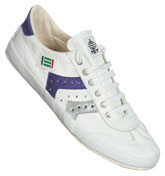 813L White, Silver and Purple Leather Trainers