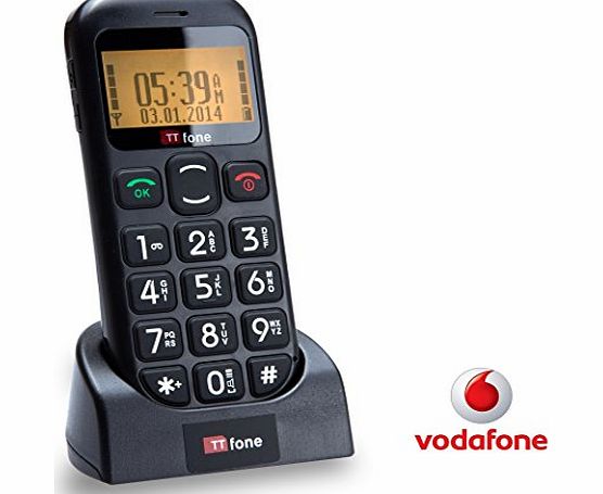 TTfone Jupiter Vodafone Pay As You Go Big Button Easy Senior Mobile Phone with SOS Panic Button and Large Display