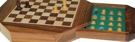 Octagonal Chess Set - Magnetic. Dimentions of the chess board: W: 18 cm, D: 18 cm, H: 3 cm This chess set features a drawer for storing chess pieces.. A perfect gift - great for Birthdays, Christmas..