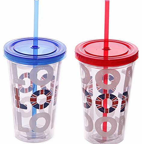 TTG(PUCK) - General Giftware Funky London Letters Double Walled Cup with Lid and Straw. A perfect gift for that Birthday Gift, Christmas Present or Fathers day gifts etc...