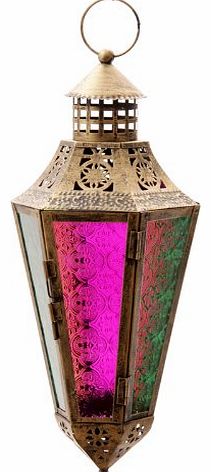 Pointed Moroccan Style Lantern with Coloured Glass. A perfect gift for that Birthday Gift, Christmas Present or Fathers day gifts etc...