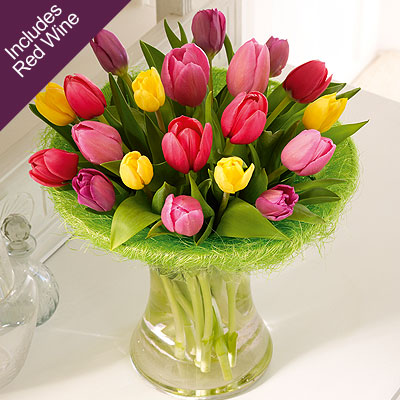 tulip Perfect Gift with red Wine