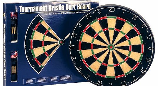 Tunturi Tournament Bristle Official Dartboard and Darts - Multicoloured