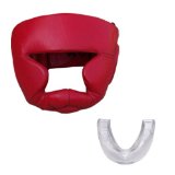 Turner Sports PU Full Face Head Guard Kick Boxing Headguard Protection Red with Gum Shield