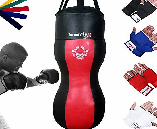 Turner Sports Vinyl Double Angled Upper Cut Body bag Kick Boxing Punch bags Red Black 4 ft