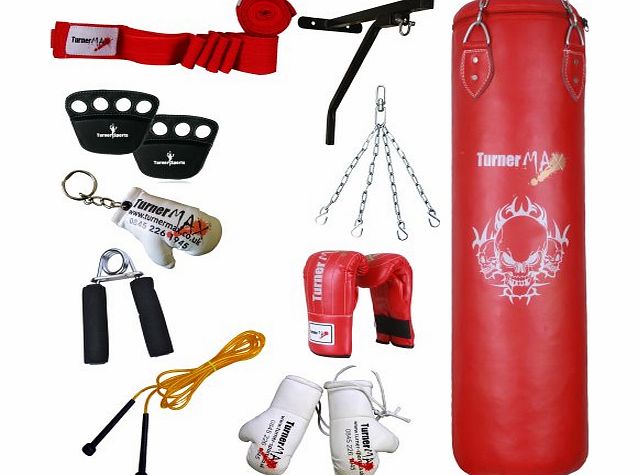 TurnerMAX 13 pc Boxing Set Punch Bag, Bracket, Punching Bag Gloves, Muay Thai, kickboxing, MMA UFC 4 ft