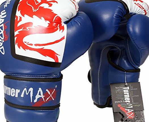 TurnerMAX Boxing Gloves Sparring Training Fight Punch Bag Mitt Muay Thai Gel MMA Blue 12oz