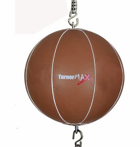 TurnerMAX Geniune Cowhide Leather Double End Ball Punching Ball with Elasticated Straps, Natural