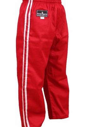 TurnerMAX Karate Trouser for Martial Arts Boxing Training Pants Kung Fu GI Suits Kick Boxing Training Equipment Poly Cotton Red with White Strips 180 cm