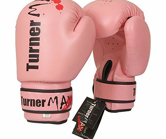 TurnerMAX PU Kick Boxing Gloves Professional Martial Arts Sparring bag Pink, 6oz