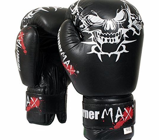 TurnerMAX TunerMAX Genuine Cowhide Leather Boxing Gloves Professional MMA Sparring, Black, 14 oz