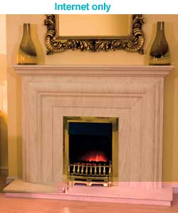 Limestone Fireplace and Electric Fire