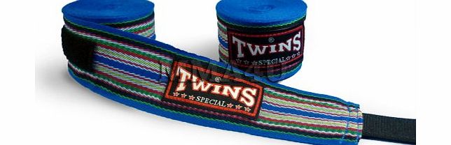Twins special  Muay Thai Kick Boxing Hand Wraps Blue Striped