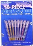 Uba Shop Mini Gel Pens 8 Piece- 3 Gold, 3 Silver, 1 Red, 1