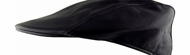 UD Accessories Mens Flat Cap Faux Leather Vintage Gatsby Hat Stretch Fit in Black