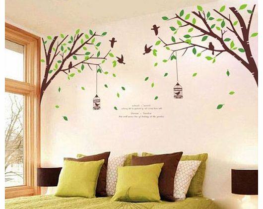 Green Garden Series Green trees Birdcage Swallow 205AB DIY wall stickers living room bedroom decorative wall stickers