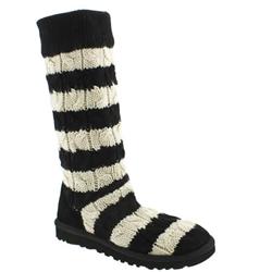 Female Classic Tall Cable Knit Fabric Upper Casual in Black and White