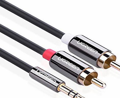 UGREEN 3.5mm to 2 RCA, Ugreen 3.5mm to 2 RCA Auxiliary Stereo Y Splitter Audio Cable with Tiny and Metal Connector 1m