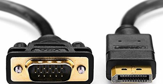 UGREEN  Displayport Male to VGA Male Video Converter Cable Gold Plated with Latches for Connecting Your Laptop/ PC to HDTVs, Projectors, Displays 6ft/ 2M