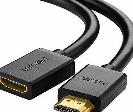 UGREEN  HDMI Male to Female Extension Cable 0.5m Gold Plated for Blu Ray Player,3D Television, Roku, Boxee, Xbox360, PS3, Apple TV Black