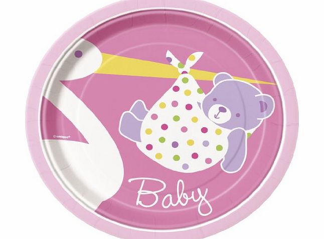 Uk Baby Shower Co Pink Baby Shower Small Paper Plates - Baby Girl