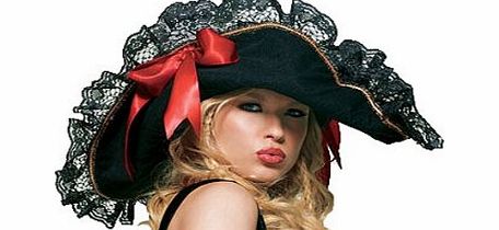 Ladies black halloween pirate party hat fancy dress hen party