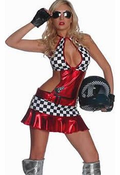Shiny red and white wet look racer girl outfit mini dress hen night fancy dress costume clothing one size 8 10