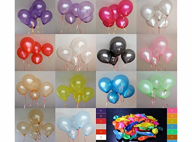 Pack of 100pcs 10`` Assorted Colours Latex Party Balloons Pearl Helium Wedding Birthday Celebration Party Balloons