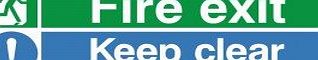 UK Fire Exit Signs Fire Exit Keep Clear (Green/Blue) Sign - 300x100mm Rigid Plastic