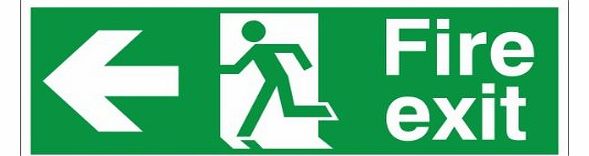 UK Fire Exit Signs Fire Exit Sign, Arrow Left 400x150mm Self Adhesive (Free Delivery) (Buy x10 Save 30)