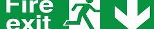 UK Fire Exit Signs Pack of 2 Fire Exit Down Signs 300mm x 100mm - Rigid Plastic (FE.06E-RP)