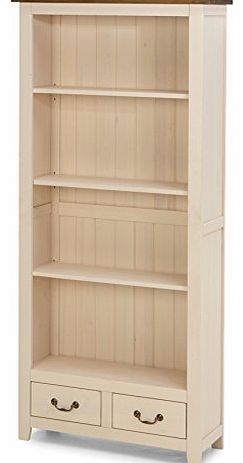 Cream Painted Pine Tall Bookcase 4 Shelves 2 Drawers 89x30x190 Indoor Furniture