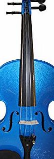 UK Music Supplies Violin in amazing metallic colours 4/4 Size Violin with Rosin, Bow amp; Padded Case Top Quality Craftsmanship (Metallic Blue)