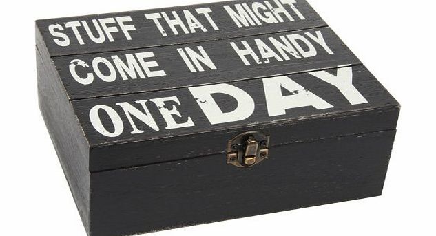 ukgiftstoreonline Novelty Vintage Shabby Chic storage box, wooden,black painted Gift For Him