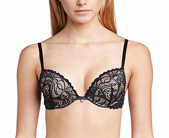 Ultimo Womens The One Lace Jessie Plunge Everyday Bra, Black/Gold Lace, 34DD
