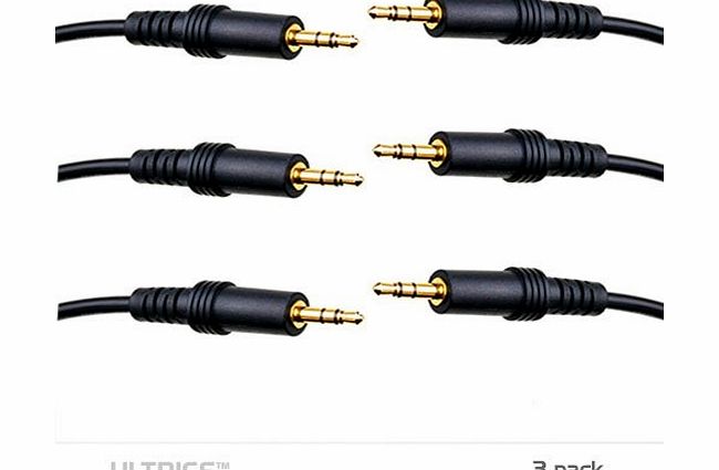 ULTRICS 3x 3.5mm Stereo Jack Plug to 3.5mm Stereo Jack Plug 2M Jack lead for iPhone, iPod, iPad, Sound System, Tablets, Smart phones, Mobile Phones, computer, DVD, Bluray players, Smart TV, Xbox, PS4