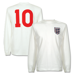 1966 England Home L/S Retro + No.10 - white