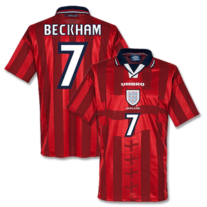 97-99 England Away Players Shirt + Beckham 7